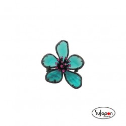 BROCHE FLOR COLOR VERDE Y NEGRO