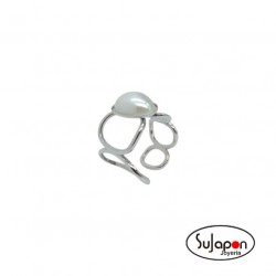 ANILLO ACERO Y PERLA AJUSTABLE MODELO ALBA