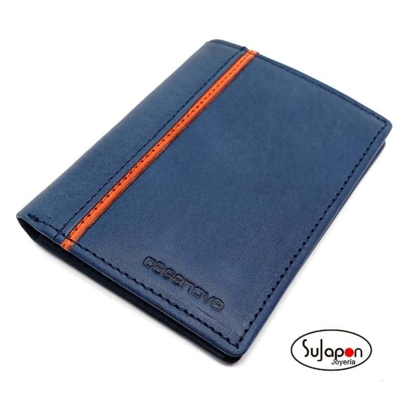 Cartera de piel azul para hombre Toronto