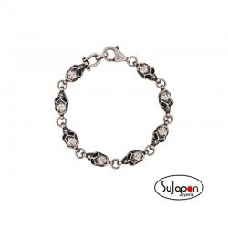 PULSERA PLATA CALAVERAS OXIDO