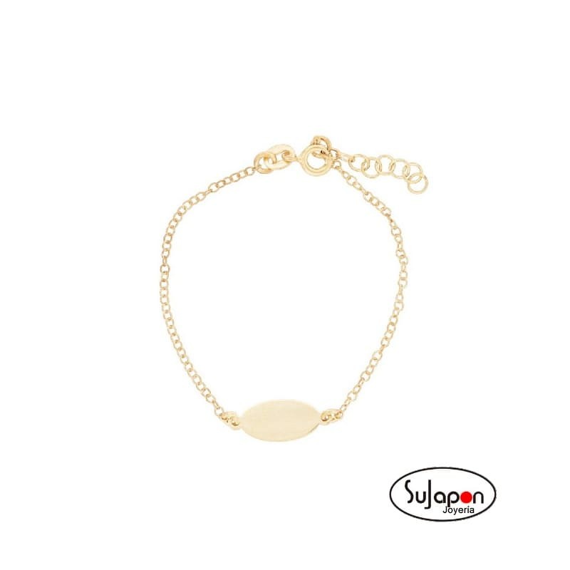 PULSERA TIPO ESCLAVA PLATA CHAPADA CON CHAPA OVAL