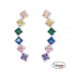 PENDIENTES TREPADOR CON CIRCONITAS CUADRADAS DE COLORES