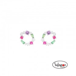 PENDIENTES DE PLATA CON CIRCONITAS COLORES CIRCULO