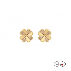 PENDIENTE PLATA CHAPADA TREBOL CIRCONITAS