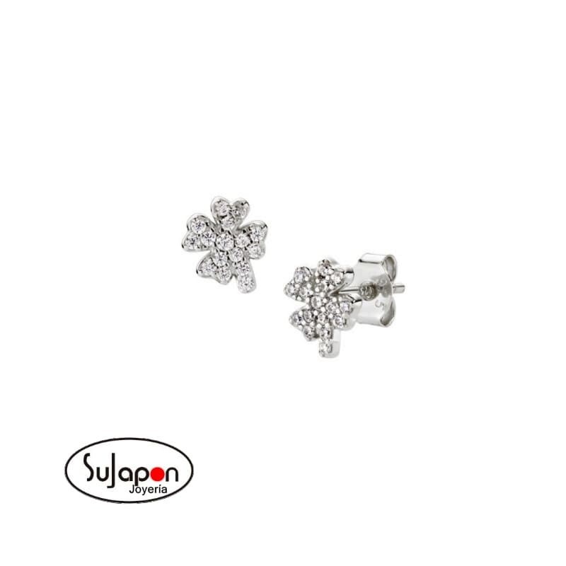 Mini pendientes con pavé de trébol de cuatro hojas Amen