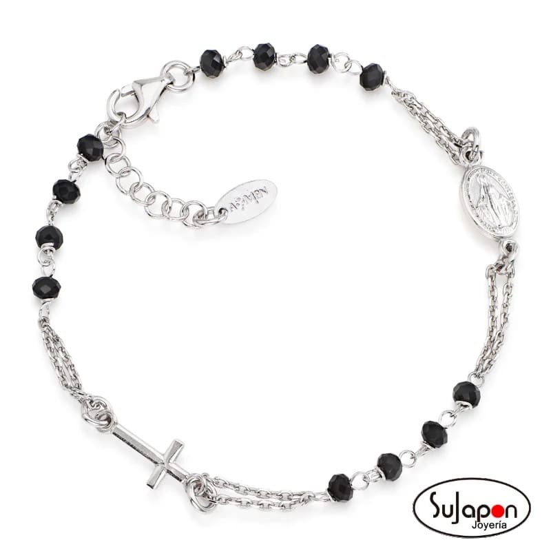 Pulsera Rosario Cristales negros Amen