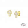 Pendientes Cruz Bañados en Oro y Circonitas Amen