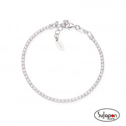 Pulsera de tenis de rodio con circonitas blancas Amen