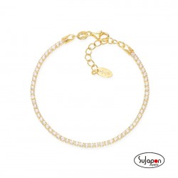 Pulsera de tenis dorada con circonitas blancas Amen