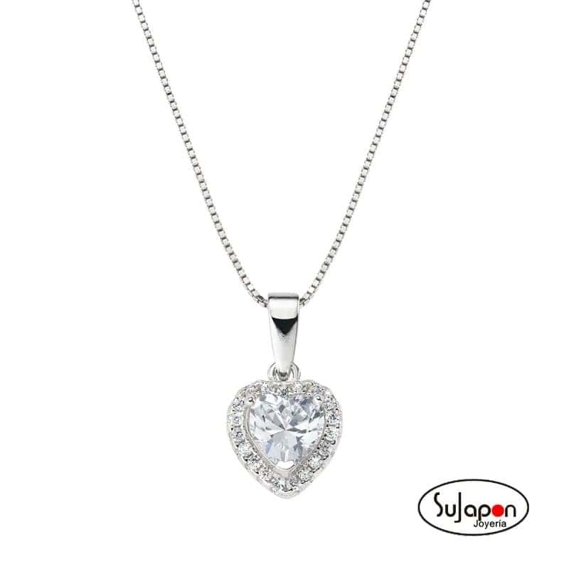 Collar de rodio Corazón del Océano Blanco Amen