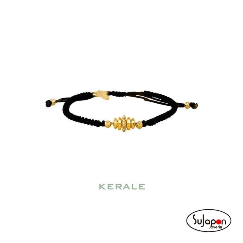 PULSERA DE HILO Y PLATA CHAPADA CON CIRCONITAS GAIA DE KERALE