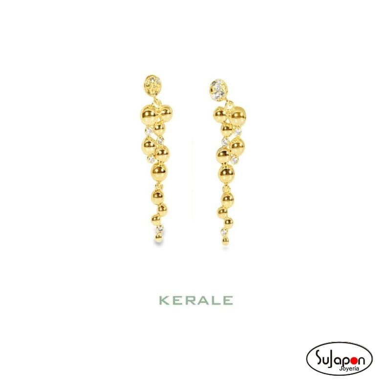 PENDIENTES LARGO PLATA CHAPADA CON CIRCONITAS MIKADO DE KERALE