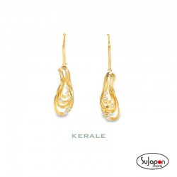 PENDIENTES LARGOS PLATA CHAPADA CON CIRCONITAS MARÉE DE KERALE