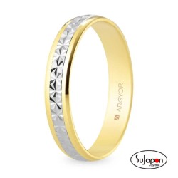 alianza de oro bicolor de 9 kilates