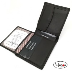 Cartera de piel marrón para hombre americana con elástico