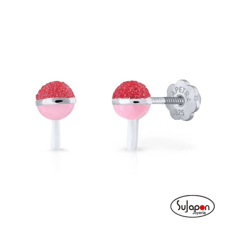 PENDIENTES PLATA ESMALTADA LA PETRA CHUPACHUS ROSA