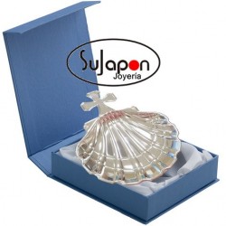 Concha bautismo acero plateado