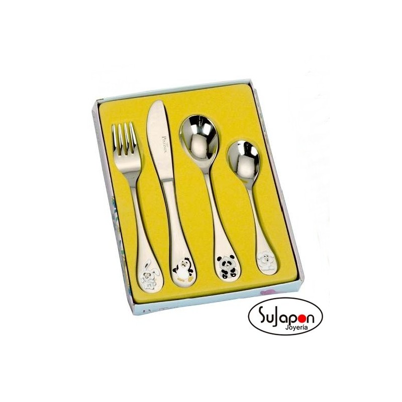 JUEGO DE 4 CUBIERTOS INOX DE ANIMALES