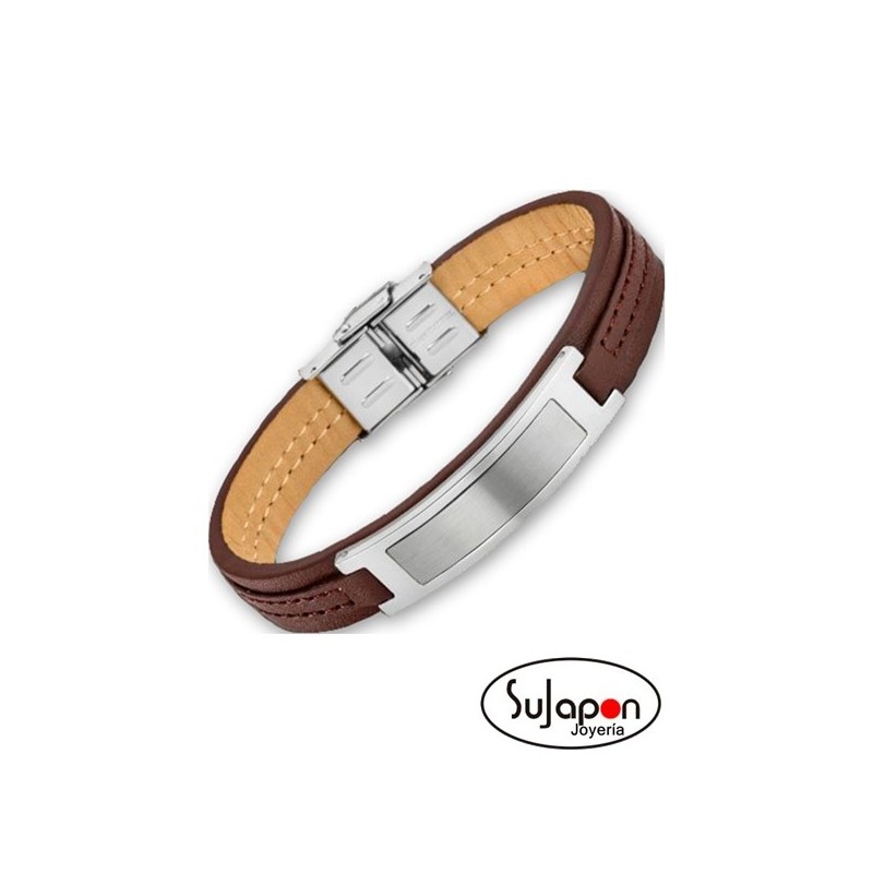 PULSERA ACERO Y CUERO LOTUS STYLE