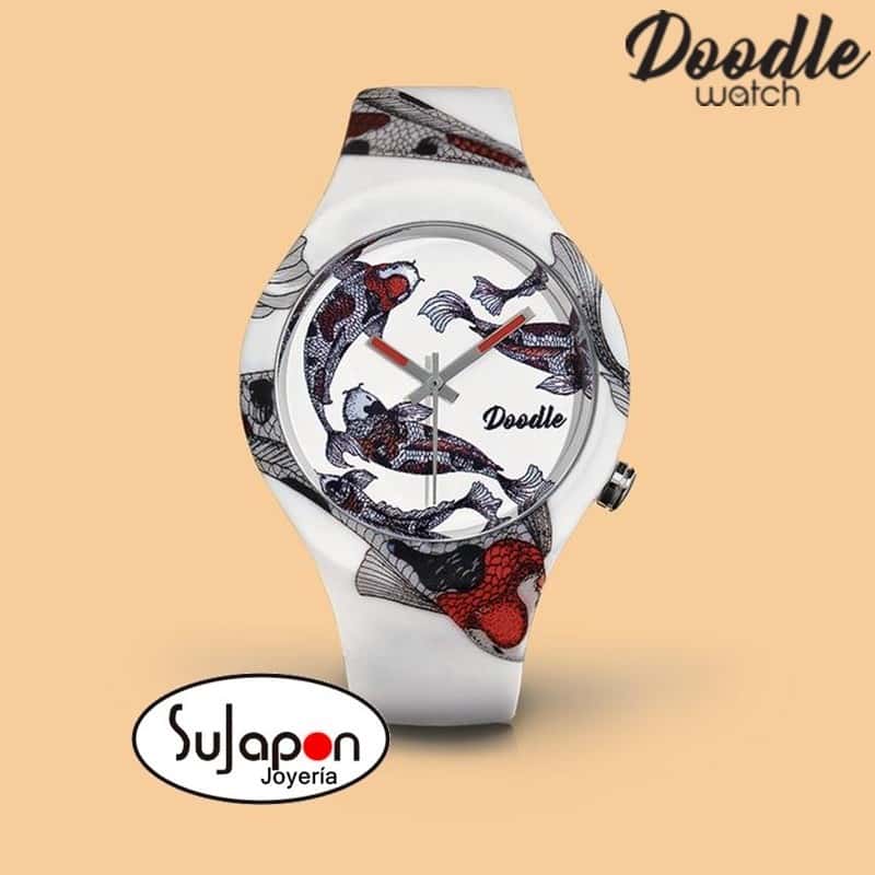 Reloj Doodle Carpa Koi Rojo