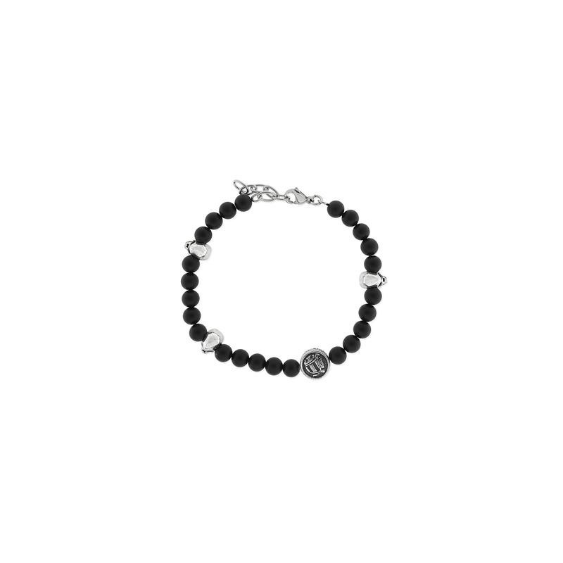 Pulsera negra y acero Skull Rider