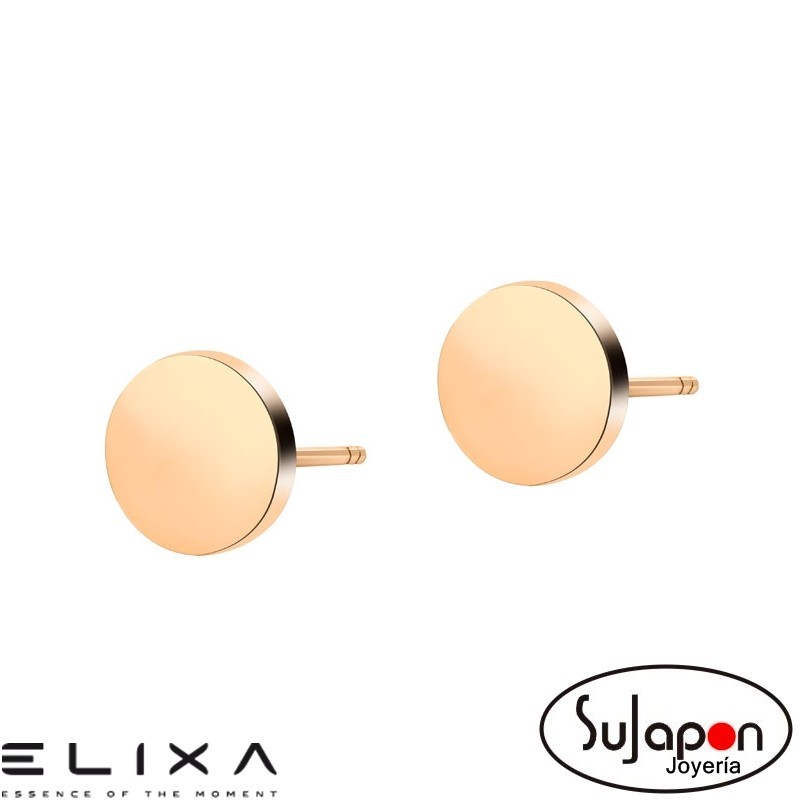 Pendientes  redondo chapado rosa Elixa