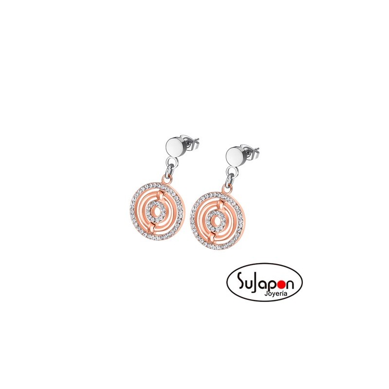PENDIENTES DE ACERO CHAPADO ROSA LOTUS STYLE LARGOS