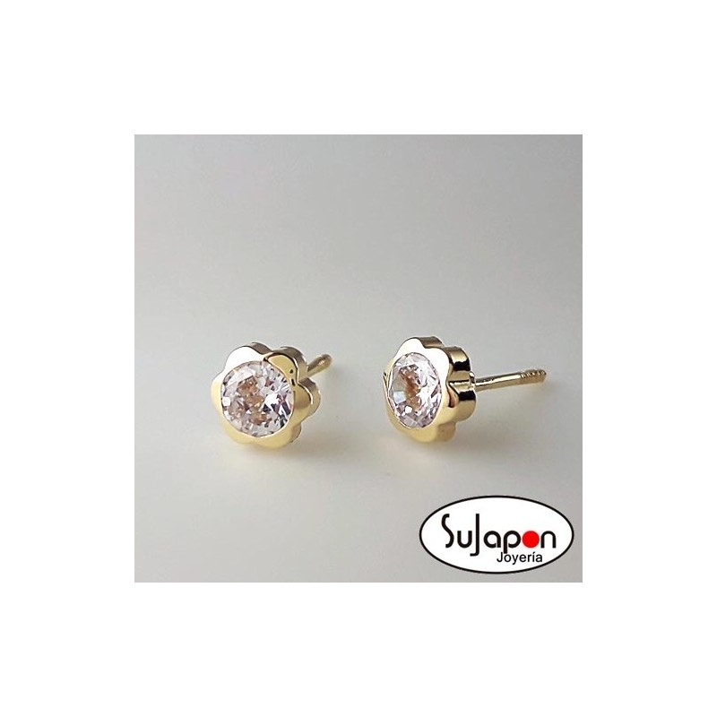 PENDIENTES ORO CHATON FLOR