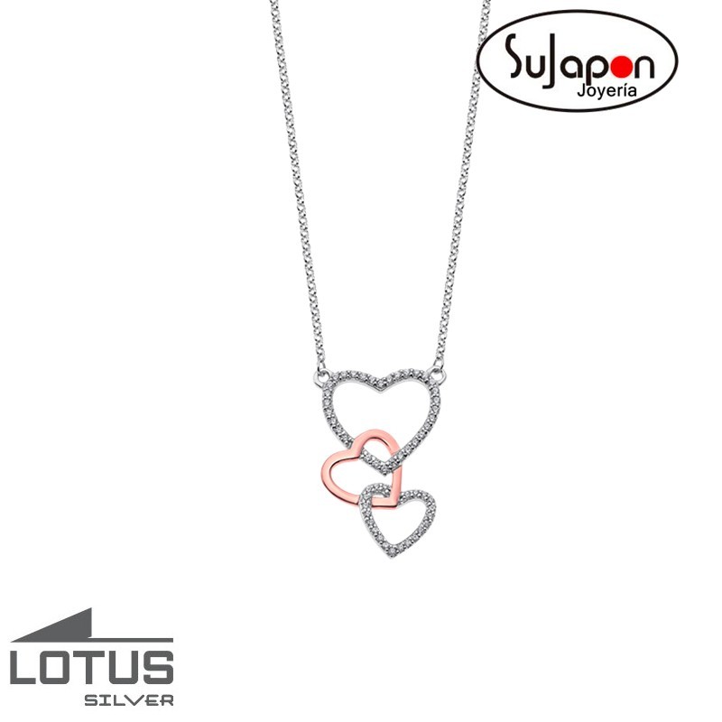 COLLAR LOTUS SILVER  TRES CORAZONES