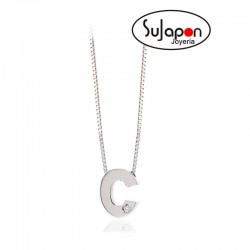 COLGANTE INICIAL DE ORO BLANCO CON BRILLANTE