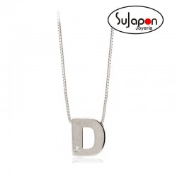COLGANTE INICIAL DE ORO BLANCO CON BRILLANTE