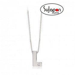 COLGANTE INICIAL DE ORO BLANCO CON BRILLANTE
