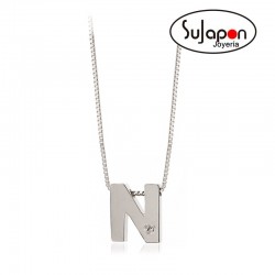 COLGANTE INICIAL DE ORO BLANCO CON BRILLANTE