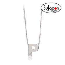 COLGANTE INICIAL DE ORO BLANCO CON BRILLANTE