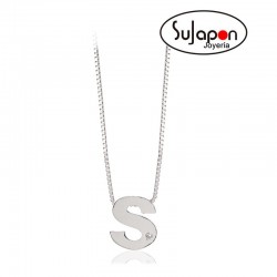 COLGANTE INICIAL DE ORO BLANCO CON BRILLANTE