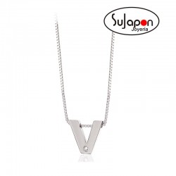 COLGANTE INICIAL DE ORO BLANCO CON BRILLANTE