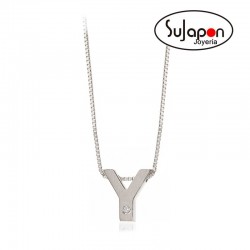 COLGANTE INICIAL DE ORO BLANCO CON BRILLANTE
