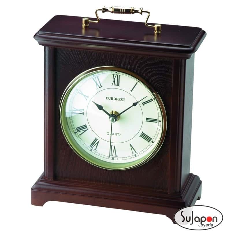 RELOJ DE SOBREMESA DE MADERA OSCURA EUROFEST