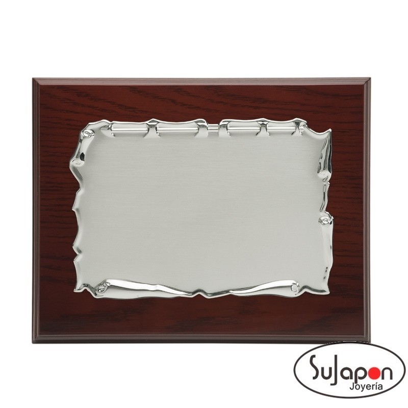 PLACA CONMEMORATIVA MADERA Y METAL 23X19