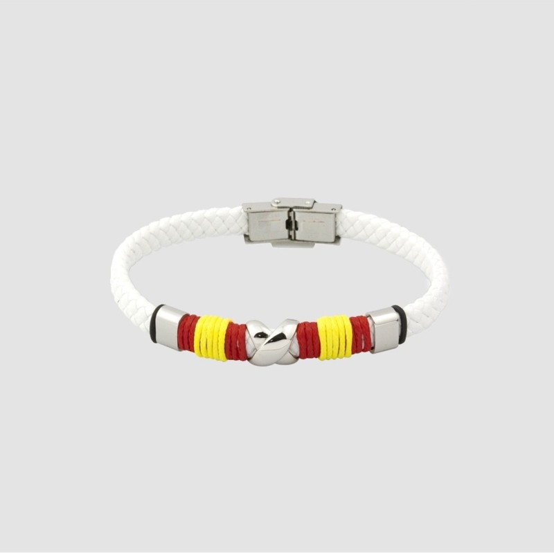 Pulsera Almonte cuero trenzado blanca