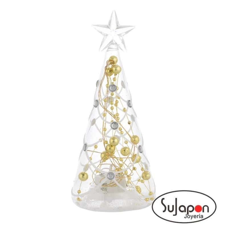 Árbol de Navidad de cristal con luz de 16 cm