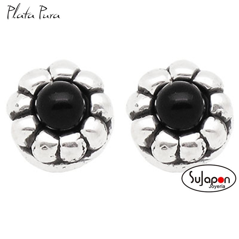 PENDIENTES PLATA PURA FLOR CON CRISTAL