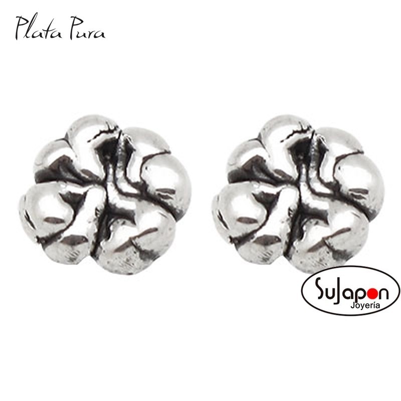 PENDIENTES PLATA PURA TREBOL PRESIÓN