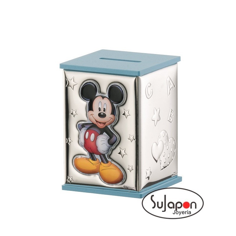 HUCHA MICKEY AZUL Y PLATA BILAMINADA