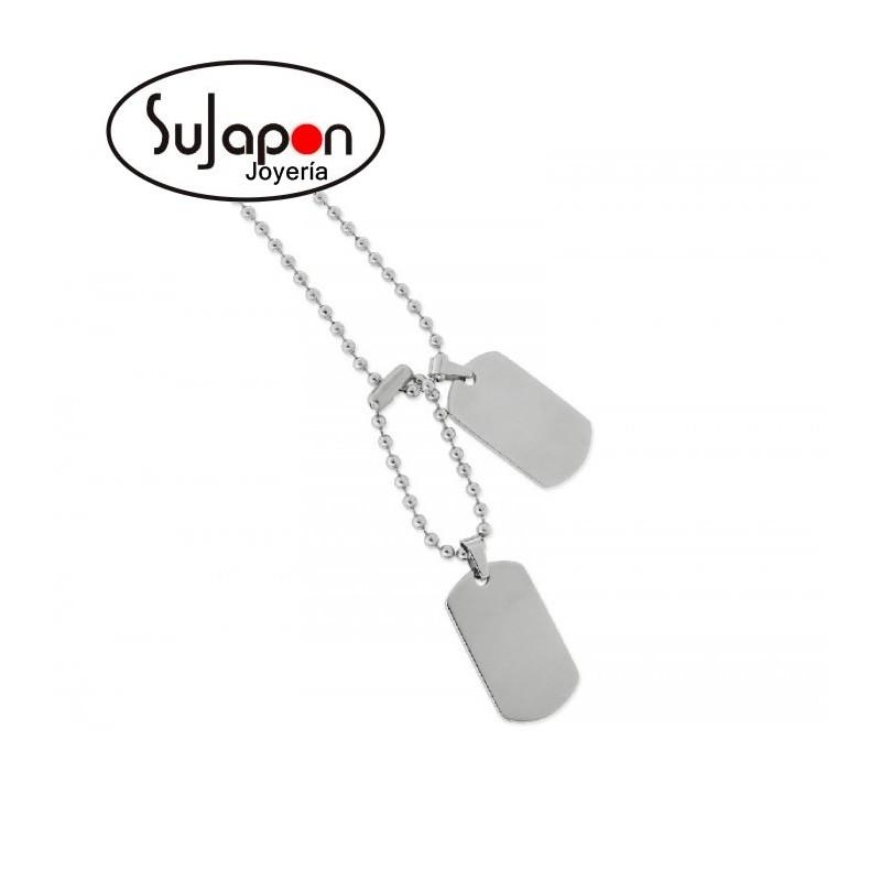 Cadena y colgantes tipo chapa militar pequeñas  Liska