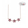 Gargantilla Liska plata chapado rosa y cristales Swarovski® 3 FLORES