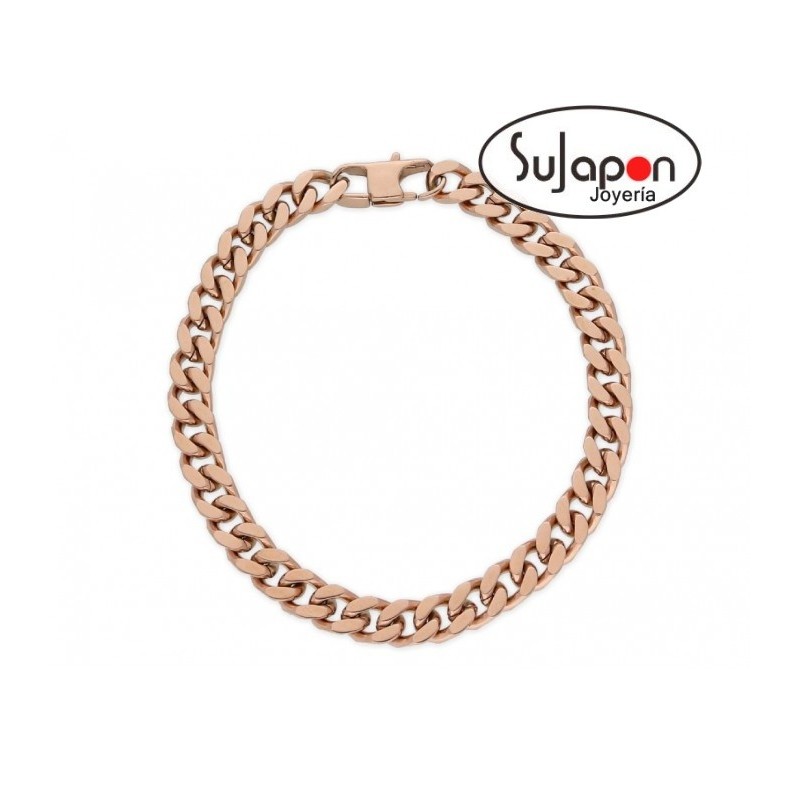 PULSERA ACERO CHAPADO ROSA LISKA JOYAS