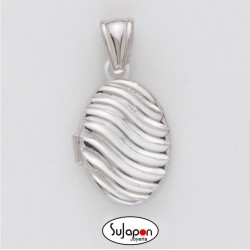 COLGANTE DE PLATA PORTAFOTOS OVALADO DISEÑO ONDAS