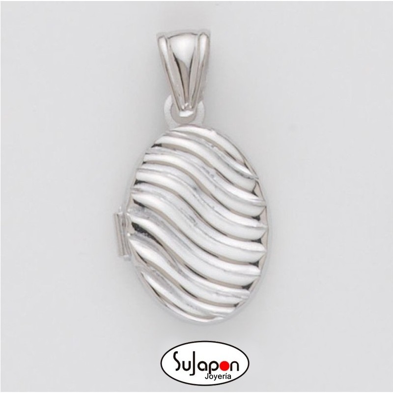 COLGANTE DE PLATA PORTAFOTOS OVALADO DISEÑO ONDAS
