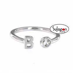 SORTIJA DE PLATA CON LETRA Y UNA CIRCONITA
